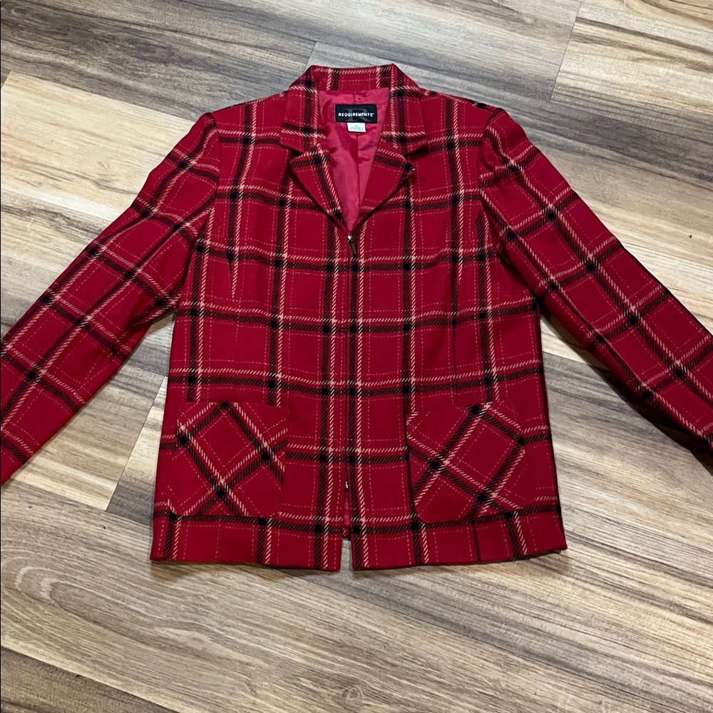 Vintage Requirements Red Plaid Tartan Blazer size 12